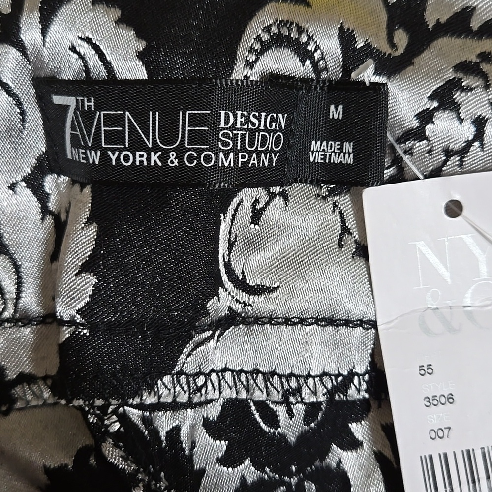 NY&Co. Black & Silver Patterned High Waist Slim Leg PULL-ON Pant Size Medium NWT - Picture 7 of 9